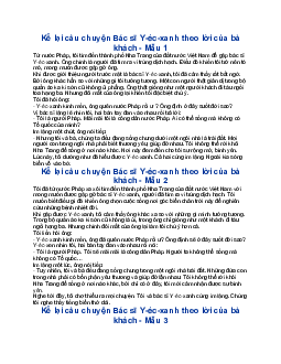 Kể lại câu chuyện Bác sĩ Y-éc-xanh theo lời của bà khách - Tập làm văn lớp 3 Cánh diều
