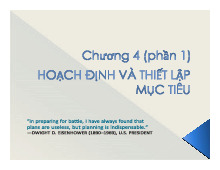 Chương 4: Hoạch định và thiết lập mục tiêu - Môn quản trị học - Đại Học Kinh Tế - Đại học Đà Nẵng