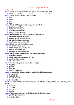 Trắc nghiệm địa lí 9 cả năm theo từng năm học