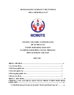 Tiểu luận môn Chủ nghĩa xã hội khoa học đề tài "Tuyên ngôn của Đảng Cộng sản Việt Nam và những ảnh hưởng của tác phẩm này đến cách mạng Việt Nam"
