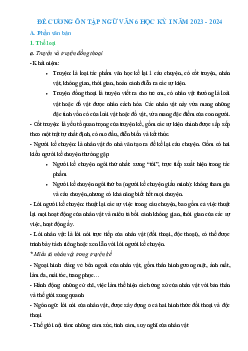 Đề cương ôn tập học kì 1 môn Ngữ văn 6 sách Kết nối tri thức với cuộc sống