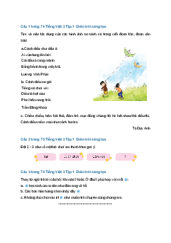 Tiếng Việt 3 trang 74, 75 Ôn tập giữa học kì 1 - Tiết 6 | Chân trời sáng tạo