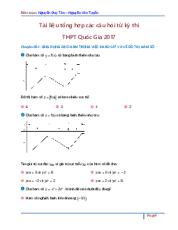Phân loại các câu hỏi trong đề thi chính thức kỳ thi THPT Quốc gia 2017 môn Toán