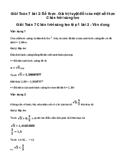 Giải Toán lớp 7 Bài 2: Số thực, Giá trị tuyệt đối của một số thực | Chân trời sáng tạo