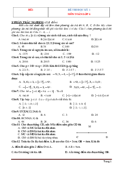 Bộ đề thi học kỳ I Toán 6 năm học 2020-2021 (có đáp án)