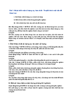 Giải Khoa học tự nhiên 9 Kết nối tri thức Bài 1: Nhận biết một số dụng cụ, hóa chất - Thuyết trình một vấn đề khoa học