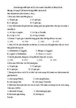Giải bài tập SBT Lịch Sử 12 bài 5: Các nước Châu Phi và Mĩ La Tinh