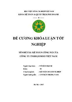 Khóa luận tốt nghiệp - Kế toán công nợ của Công ty TNHH JOMOO Việt Nam | Học viện Nông nghiệp Việt Nam