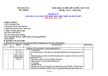 Kế hoạch giáo dục Lịch Sử lớp 7 chân trời sáng tạo