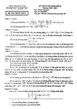 Đề tuyển sinh lớp 10 môn Toán (chuyên) năm 2023 – 2024 sở GD&ĐT Kon Tum