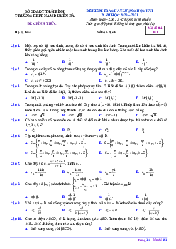 Đề thi HK1 Toán 11 năm 2020 – 2021 trường THPT Nam Duyên Hà – Thái Bình