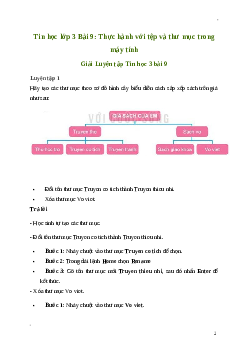 Giải Tin học lớp 3 Bài 9: Thực hành với tệp và thư mục trong máy tính | Kết nối tri thức
