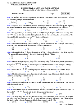 Đề kiểm tra Đại số và Giải tích 11 chương 2 trường THPT Bình Minh – Ninh Bình