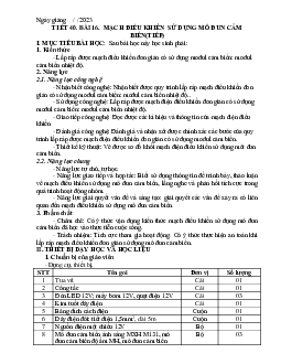 Giáo án Công nghệ 8 Tiết 40 bài 16: Mạch điều khiển sử dụng mô đun cảm biến | Kết nối tri thức