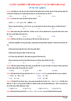 Luyện tập điều chế kim loại và sự ăn mòn của kim loại hóa học 12 (có đáp án)