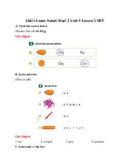 Giải SBT i-Learn Smart Start 2 Unit 3 Lesson 2