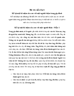 Văn mẫu lớp 6: Kể lại một kỉ niệm của em với một người thân trong gia đình (12 mẫu) - Chân Trời Sáng Tạo