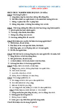 Đề Thi Giữa Học Kỳ 1 Môn GDCD 8 Năm 2022-2023(có đáp án và ma trận -Đề 1 )
