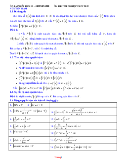 Trắc Nghiệm Ôn Tập Giải Tích 12 Chương 3 Mức 1 Và 2 Có Đáp Án