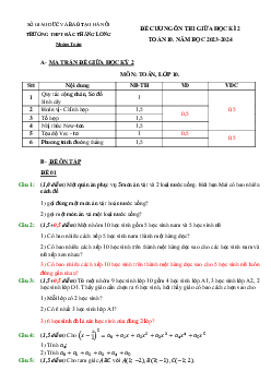 Đề cương giữa kỳ 2 Toán 10 năm 2023 – 2024 trường THPT Bắc Thăng Long – Hà Nội