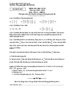 Đề thi HK2 Toán 6 năm 2019 – 2020 trường THCS Nguyễn Tri Phương – TP HCM