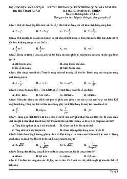 Đề minh họa môn Lý 2020 (có đáp án)