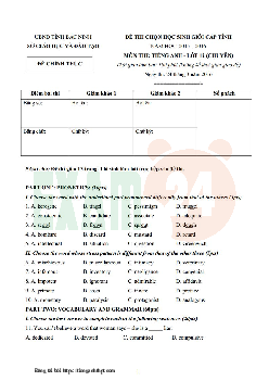 Đề thi chọn học sinh giỏi lớp 12 (chuyên) THPT tỉnh Bắc Ninh môn Tiếng Anh năm học 2015-2016 (có đáp án)