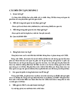 Đề cương câu hỏi lý thuyết ôn tập chương 2 môn Cơ sở dữ liệu | Đại học Sư phạm Kỹ thuật Thành phố Hồ Chí Minh