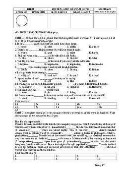 Đề thi chọn học sinh giỏi lớp 9 THCS môn Tiếng Anh cấp tỉnh năm 2022 (có đáp án)