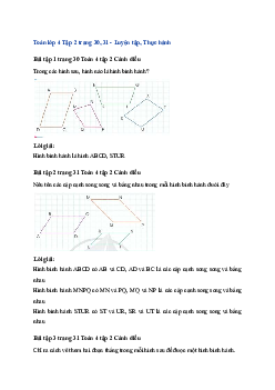 Bài 65: Toán lớp 4 trang 30, 31 Hình bình hành Cánh Diều