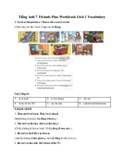Tiếng Anh 7 Friends Plus Workbook Unit 1 Vocabulary