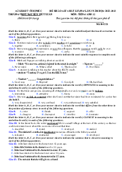 Đề KSCL tốt nghiệp 2023 Tiếng Anh THPT Nguyễn Viết Xuân lần 3