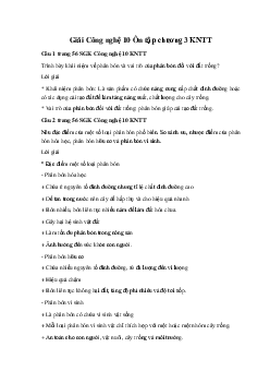 Giải Công nghệ 10 Ôn tập chương 3 KNTT