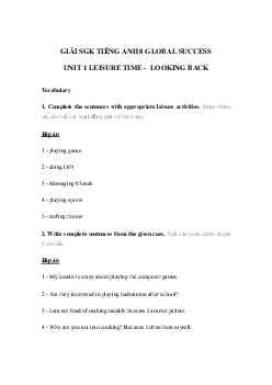 Tiếng Anh 8 unit 1 Looking back Global Success