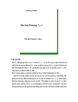 Văn học phương tây | Đại học Sư Phạm Hà Nội