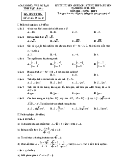 Đề tuyển sinh lớp 10 môn Toán năm 2022 – 2023 sở GD&ĐT Hậu Giang