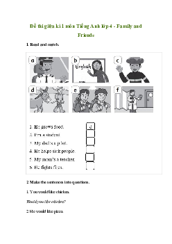 Đề thi giữa học kì 1 môn Tiếng Anh 4 năm 2023 - 2024 sách Chân trời sáng tạo