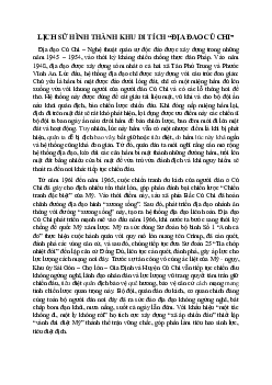 Lịch sử hình thành khu di tích địa đạo củ chi