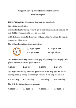 Phiếu bài tập cuối tuần lớp 3 môn Toán - Tuần 30 (Nâng cao) | Kết nối tri thức