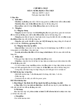 Giáo án Khoa học tự nhiên 6 sách Cánh diều Phần hóa học Chủ đề 3