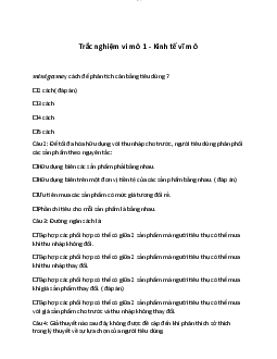 Trắc nghiệm vi mô 1 - Kinh tế vĩ mô | Trường Đại học Giao thông Vận Tải