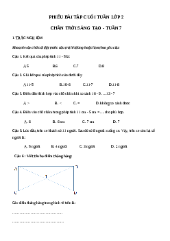 Phiếu bài tập cuối tuần Toán lớp 2 | Chân trời sáng tạo - Tuần 7