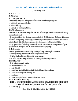 Giáo án KHTN 8 Kết nối tri thức bài 14 Thực hành xác định khối lượng riêng