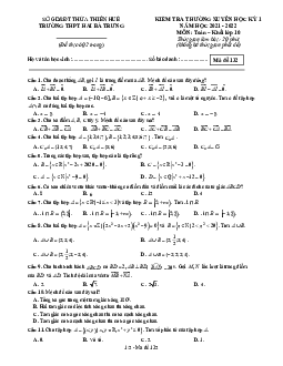 Đề kiểm tra thường xuyên HK1 Toán 10 năm 2021 – 2022 trường THPT Hai Bà Trưng – TT Huế