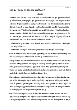 Đề cương triết HK1 | môn Triết học Mác -Lênin | Đại học sư phạm Hà nội