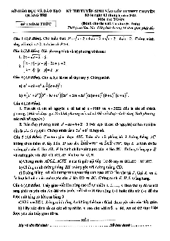 Đề tuyển sinh lớp 10 chuyên môn Toán (chuyên) năm 2021 – 2022 sở GD&ĐT Quảng Trị