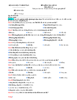 Đề kiểm tra minh họa Địa Lí 10 Bộ giáo dục và Đào tạo (có đáp án)