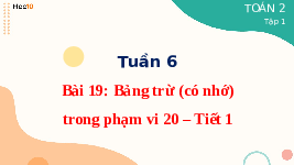 Giáo án điện tử Toán 2 Chương 1 Cánh diều: Bảng trừ (có nhớ) trong phạm vi 20