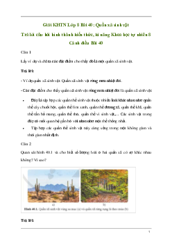 Giải KHTN 8 Bài 40: Quần xã sinh vật | Cánh diều