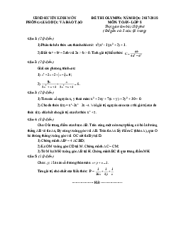 Đề Olympic Toán 8 năm 2017 – 2018 phòng GD&ĐT Kinh Môn – Hải Dương